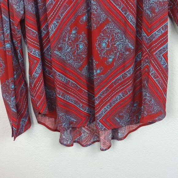 Free People Walking On A Dream Long Sleeve Geo Floral Print Tunic Sz S Boho Chic - Picture 7 of 14